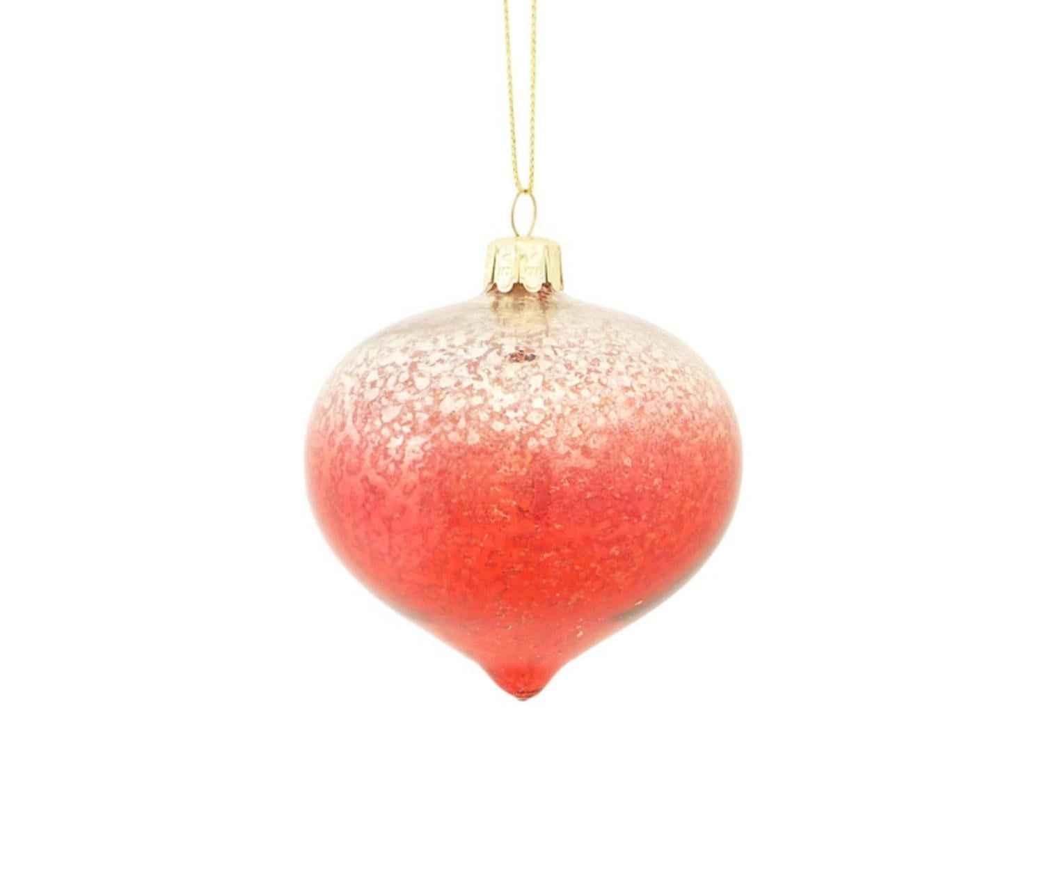 3 Crimson Red And Silver Ombre Mercury Glass Onion Shaped Finial 3 Crimson Red And Silver Ombre Mercury Glass Onion Shaped Finial Ornament