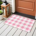 thumbnail image 4 of Spring Geometric Front Door Rugs 2x3 ft Pink Plaid Small Rug for Entryway Non Slip Washable Bathroom Door Mat Absorbent Floor Mat for Indoor Entrance, 4 of 9