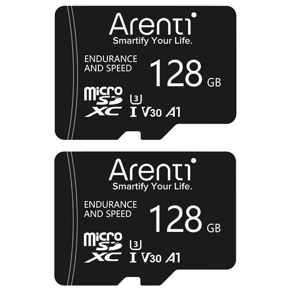 Tarjeta micro SDXC ARENTI de 128 GB, paquete de 2 unidades, C10 U3 V30