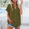 thumbnail image 4 of IYYVV Button Down Shirts for Womens Short Sleeve Blouses V Neck Collared Casual Summer Tops with Pockets Green S, 4 of 7