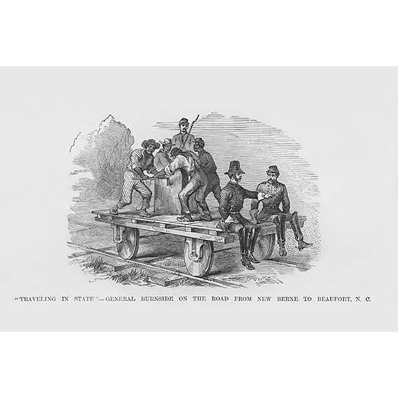 General Burnside on Railroad Track conveyance-Fine Art Canvas Print (20" x 30")