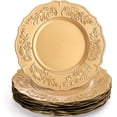 thumbnail image 1 of GFDYREE Set of 12 Gold Charger Plates, 12.8" Floral Rimmed Plastic Chargers for Dinner Plate, Decorative Table Charger Service Plates for Table Setting, Party, Weddings, Event, 1 of 7