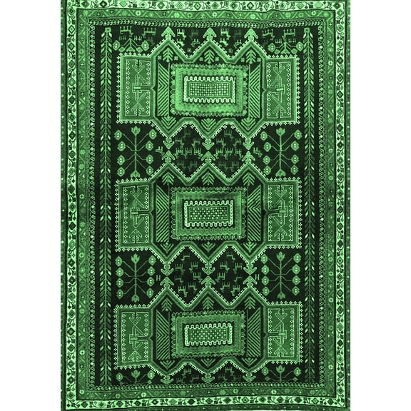 Ahgly Company Indoor Rectangle Persian Emerald Green Traditional Area Rugs, 5' x 7'