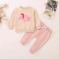 thumbnail image 2 of TOWED22 Baby Girl Toddler Fall Winter Clothing Set Long Sleeve Graphic Sweatshirt and Joggers Pants 2pcs Outfits Soft(Beige,2-3 Y), 2 of 7
