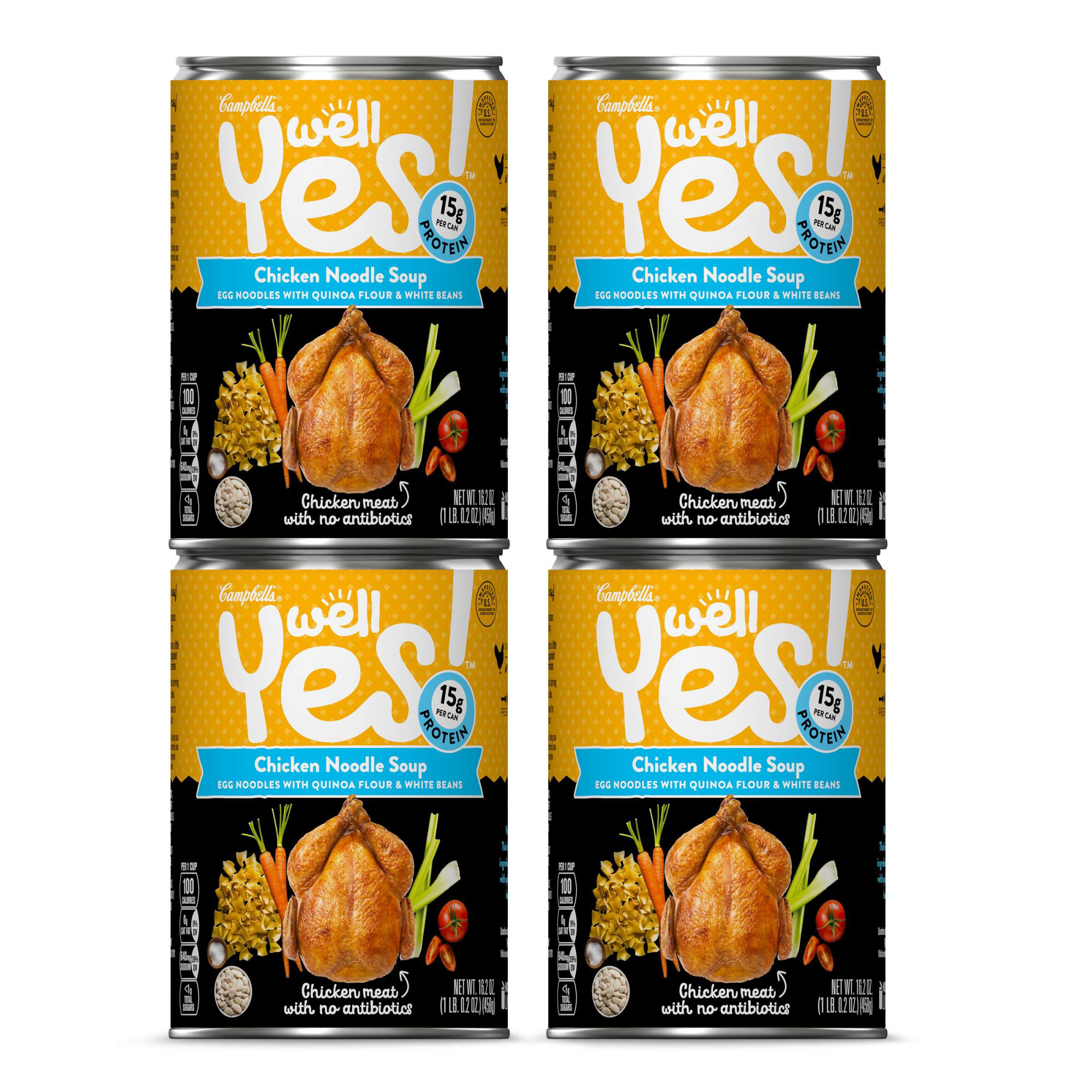 Campbell's Well Yes! Chicken Noodle Soup, 16.2 oz. Cans (Pack of 4