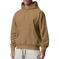 thumbnail image 1 of MAWCLOS Men Hooded Sweatshirt Long Sleeve Hoodies Drawstring Sweatshirts Thick Fall Solid Color Hoodie Tops Camel S, 1 of 3