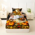 thumbnail image 4 of Manfei Spooky Halloween Ghosts Twin Sheets,Pumpkin Lantern Bedding,Black,3-Piece,1 Fitted Sheet and 1 Pillowcase, 4 of 6