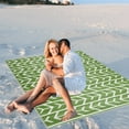thumbnail image 2 of Outdoor Rug - Folded Design - Recycled Plastic Mat for Patio, Camping, Beach, Balcony, Porch, Deck - Weather, Water, Stain, Lightweight, Fade and UV Resistant - Amsterdam Green & Creme, 2 of 5