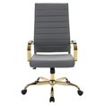 thumbnail image 2 of Silla de oficina de cuero con respaldo alto LeisureMod Benmar con marco dorado LeisureMod  BOTG19GRL, 2 of 2