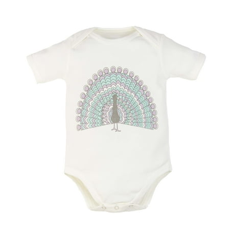 

Under the Nile Organic Cotton Baby Short Sleeve Lap Shoulder Bodysuit with Peacock Screen Print Size 9 To 12 Months