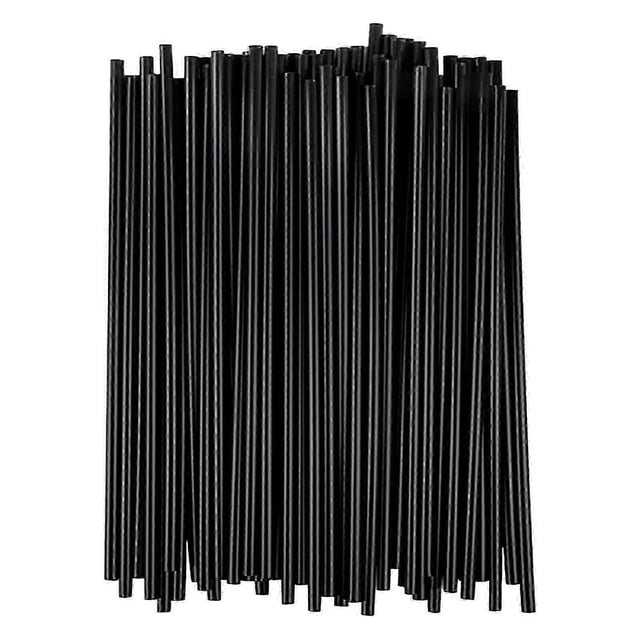500pcs Disposable Plastic Straws Black Thin Tube Cocktail Water Flat Mouthed Straight Tube 0.3x13cm