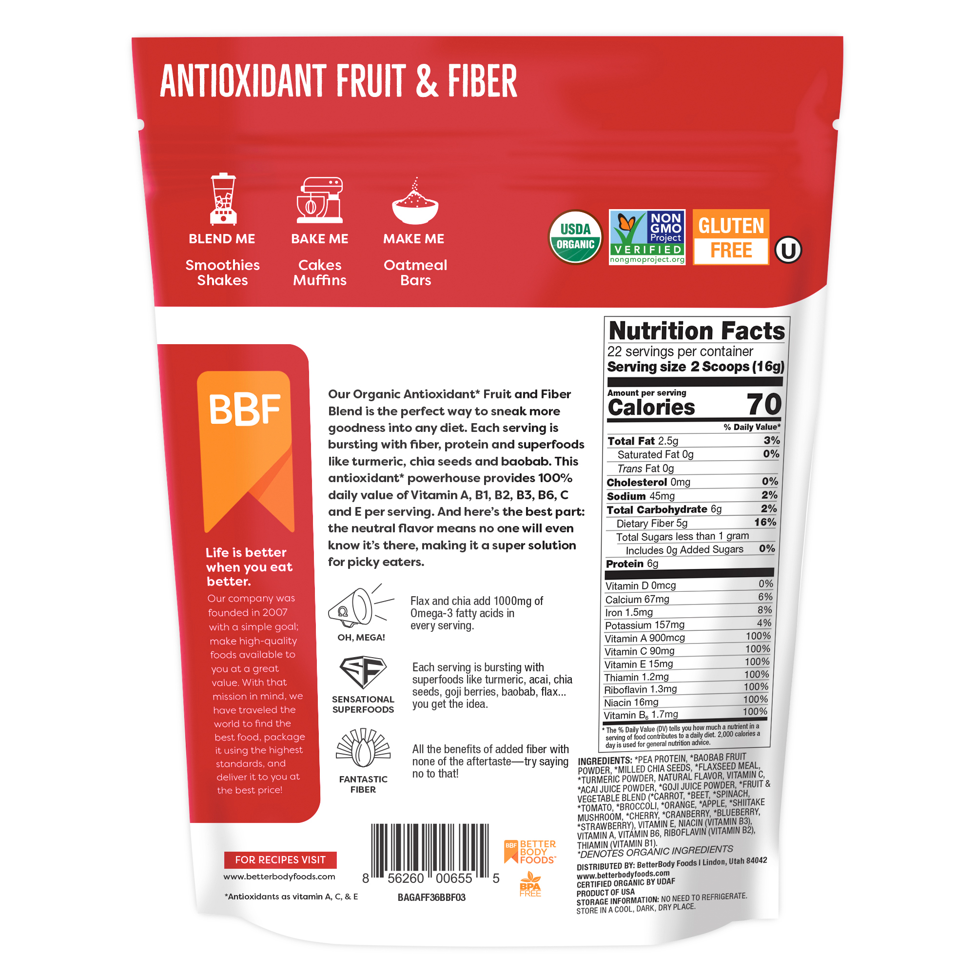 BetterBody Foods Antioxidant Fruit & Fiber Powder, 12.7 oz, Pack of 1 - image 7 of 9