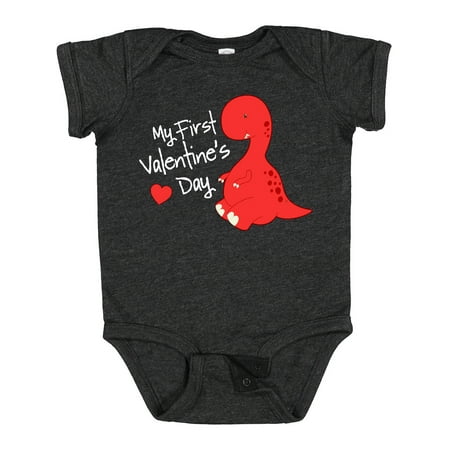 

Inktastic My First Valentine s Day Red Dinosaur with a Heart Gift Baby Boy or Baby Girl Bodysuit