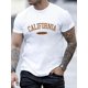 thumbnail image 1 of CALIFORNIA Letter Print, Men's Round Neck Short Sleeve T-shirt, Casual Comfy Lightweight Top For Summer Tee For Adult, Men, Women, Teen, Teenager, Adolescent,Youth, 1 of 7