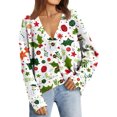 thumbnail image 7 of Women's Fashion Long Sleeve Christmas Print V-Neck Button Loose Cardigan Top, Knit Sweater for Casual Outfits and Comfort,Light Green,M, 7 of 7