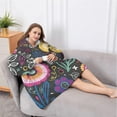 thumbnail image 5 of Oversized Wearable Blanket Hoodie,Multicolor Cartoon Floral Pattern Sherpa Blanket Hoodie with Super Pockets,Super Warm Fuzzy Pullover for Women & Men, 5 of 6