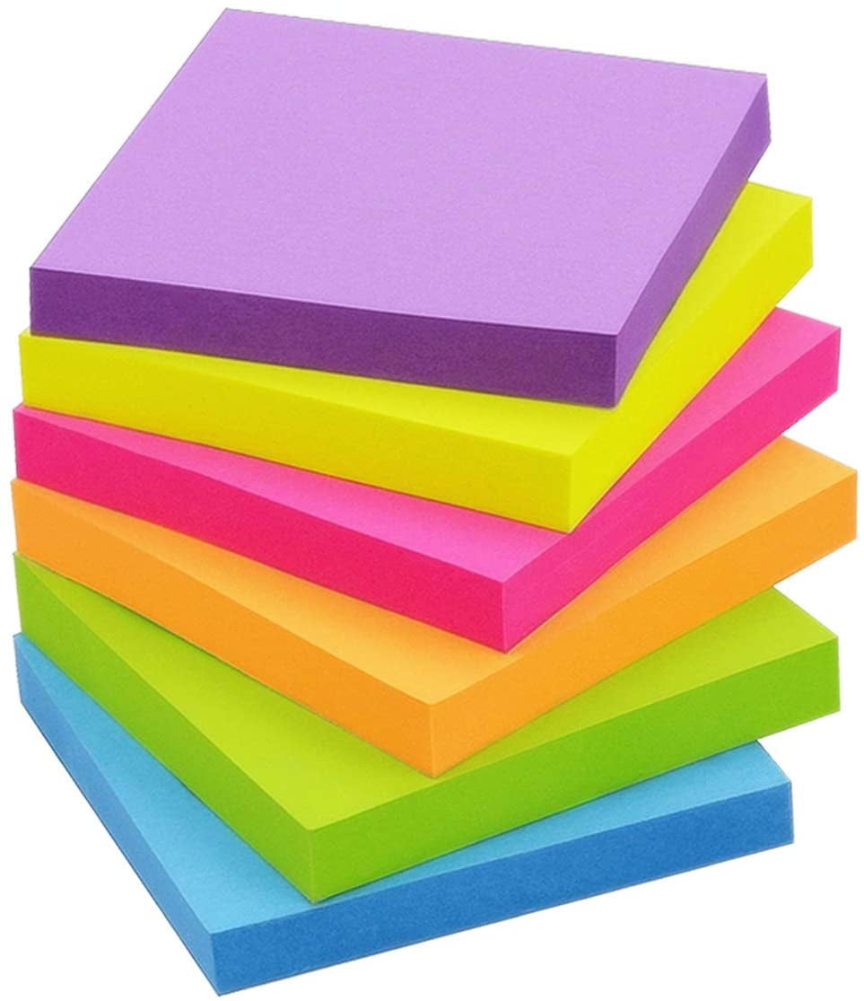 Neon Colors 3 x 3.5 Inches, 6 Pack Small to Do List Sticky Notepads