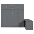 thumbnail image 5 of Harper & Bright Designs Queen Murphy Bed Wall Bed with Desk, Wood Queen Size Cabinet Bed Folding Wall Bed with Storage Shelves and Cabinets for Guest Room Office, Gray, 5 of 16