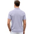 thumbnail image 3 of Men's Polo Short Sleeve Shirts Moisture Wicking Quick Dry Collared Solid Color Shirt Classic Fit Business Casual Tops Light Purple M, 3 of 5