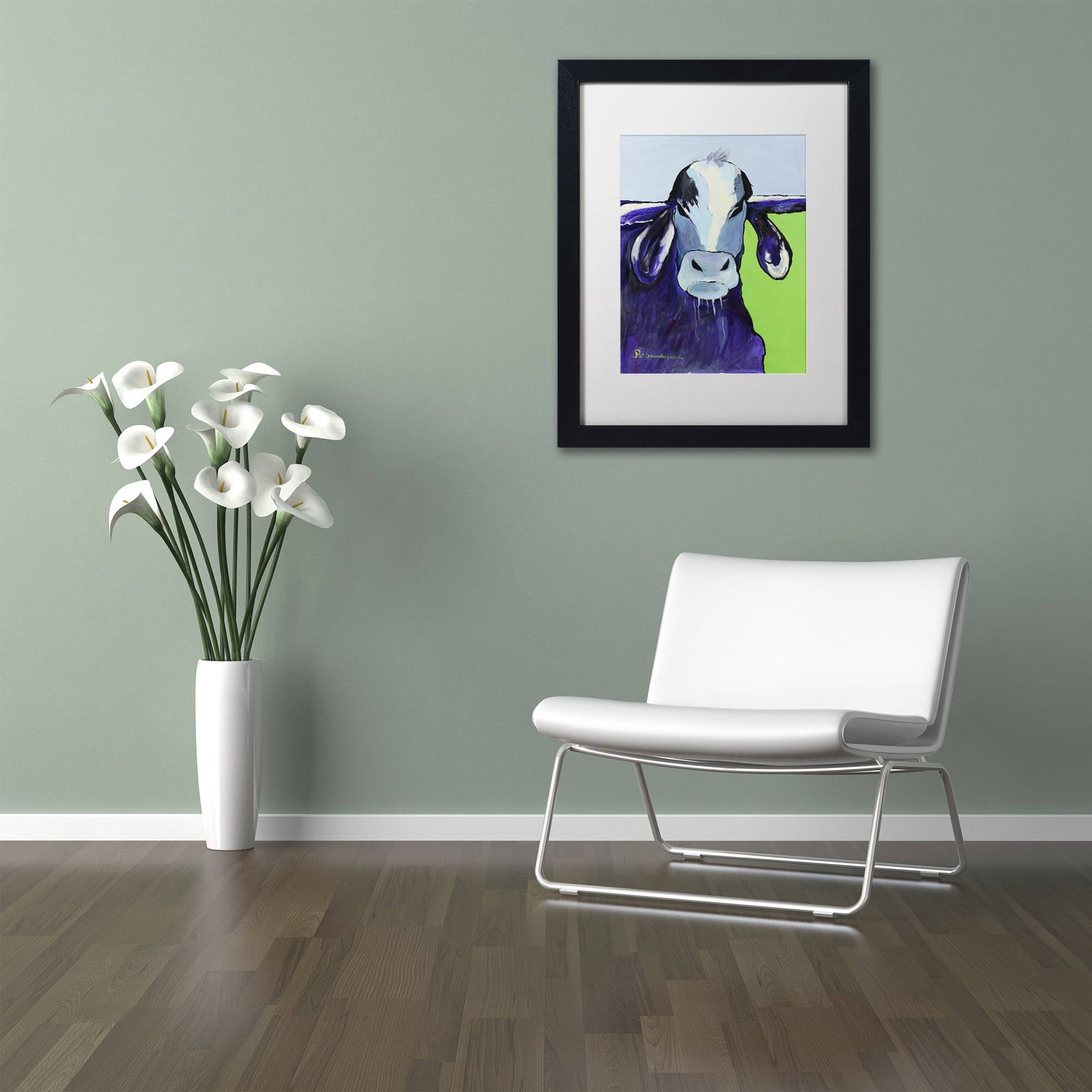 Trademark Fine Art "Bull Drool II" Canvas Art by Pat Saunders-White, White Matte, Black Frame