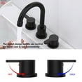 thumbnail image 2 of Matte Black Widespread Bathroom Faucet 8 Inch, 2-Handle Lavatory Sink Faucet with 360 °   Swivel Spout, 3-Hole Vanity Basin Tap with Pop-Up Drain Assembly, Lead-Free & Water-Saving, 2 of 6
