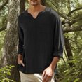 thumbnail image 2 of Camisas s Para Hombre De Vestir Camisas con cuello en V para hombre, manga larga, informal, elegante, para vacaciones en la playa, camisetas de verano (Black, XXL), 2 of 6