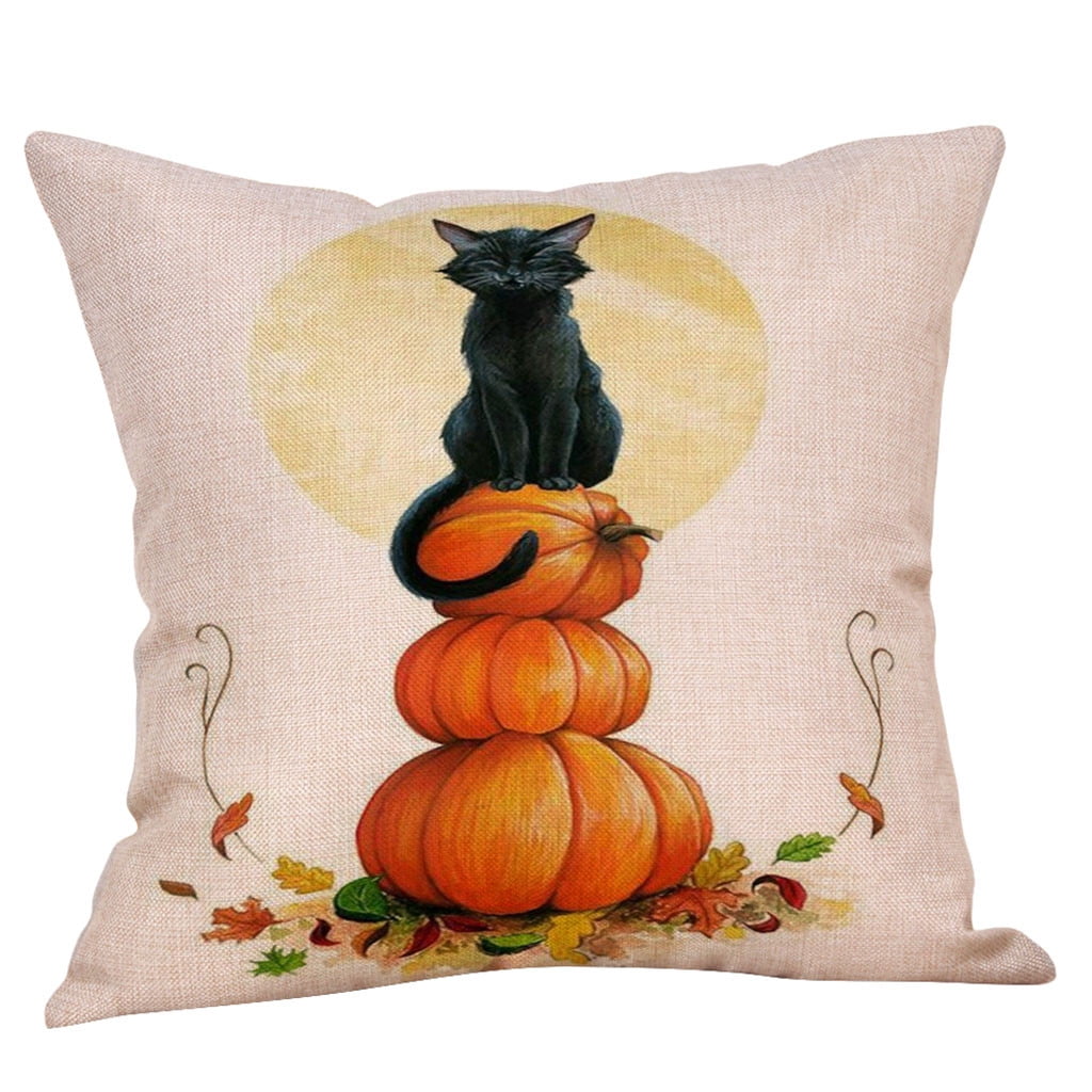 Fall Halloween Pumpkin Pillow Case Waist Throw Cushion Cover Sofa Home Decor NEW 