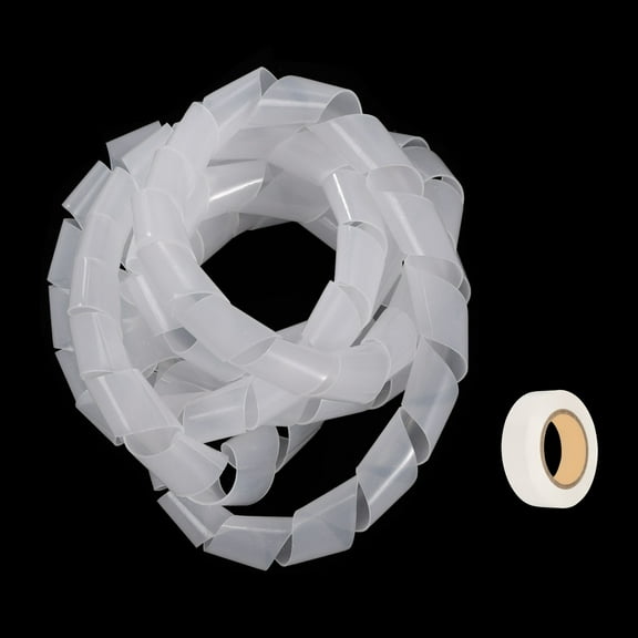 Spiral Cable Wrap 9.8ft 18mm Cable Management Sleeve Cord Organizer Flexible PE Computer Wire White with Tape