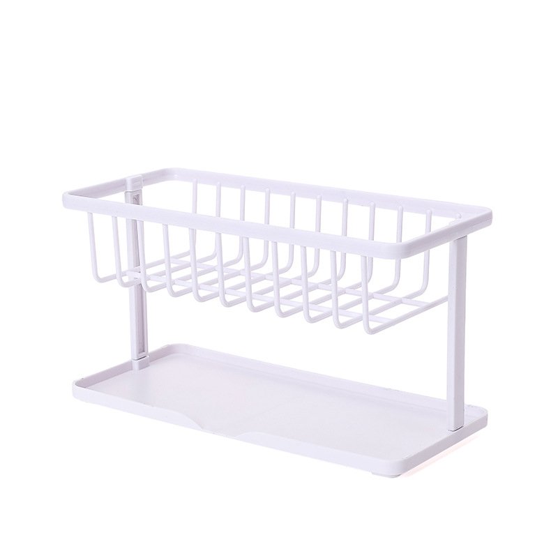 Kitchen Double Layer Sponge Holder Storage Shelf Draining Rack ...