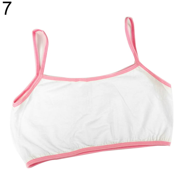 Yesbay Kids Girls Spaghetti Strap Underwear Maiden Cotton Sports Brassiere  Training Bra,Pink