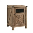 thumbnail image 7 of T4TREAM Farmhouse 18'' Nightstand with Charging Station for Living Room, End Table with Barn Door, Side Table with 3-tier Storage, Light Brown, 7 of 7
