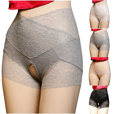 AXXD Ladies Underwear Panties Sexy Lace Silk Crotchless Mid-waist Open Transparent Briefs Deals Of The Week