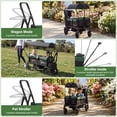 thumbnail image 3 of Bobiber Collapsible Wagon Stroller 2 Seater with 3-Point Harnesses, Canopy, Storage Bag, Adjustable Handlebar, 2 Cup Holders, Black, 3 of 10