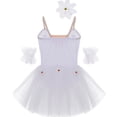 thumbnail image 4 of Alvivi Girls Ballet Dance Skirted Leotards Ballerina Costumes with Headdress Gymnastic Tutu Dress White 13-14, 4 of 7