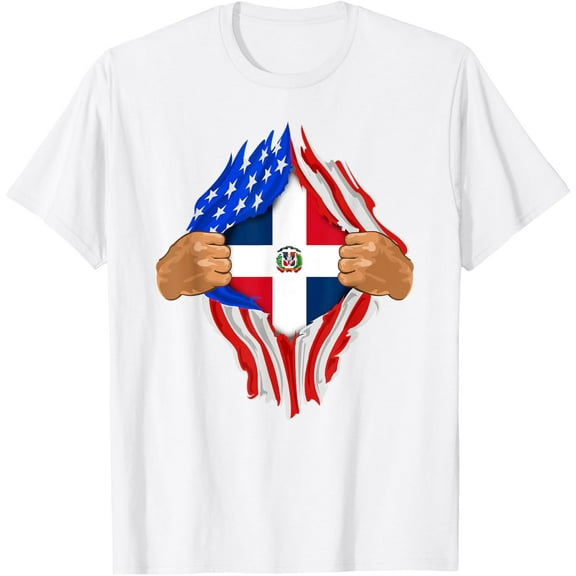 Dominican Blood Inside Me Shirt Dominican Republic Flag Gift T-ShirtMen's and women's pure cotton short-sleeved shirts