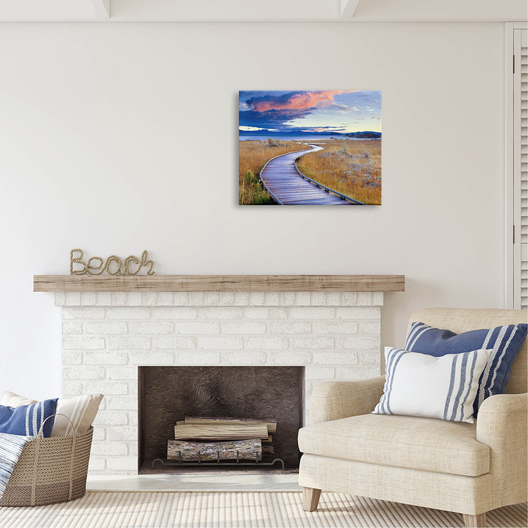 Stupell Industries Coastal Boardwalk Sunset Coastal Photography Gallery Wrapped Canvas Print Wall Art
