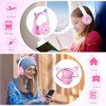 thumbnail image 2 of QearFun Kids Wireless Headphones, Cat Ear Headphones with LED Lights for Kids/Boys/Girls/Toddler Aged 3 up, Childrens Bluetooth Headphones Foldable with Microphone for Phone/Tablet/Laptop (Pink), 2 of 7