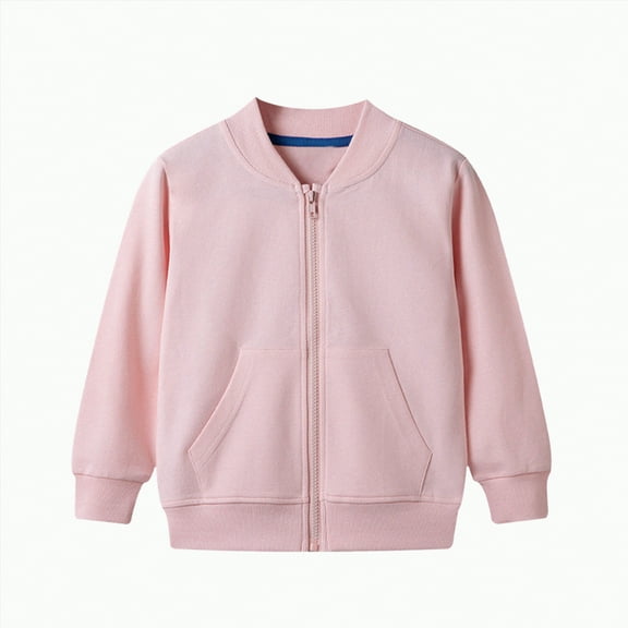 Godom Kids Boys Girls Long Sleeve Zip Up Cotton Sweatshirt Solid Color Sweater Jacket Coat Tops