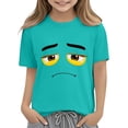 thumbnail image 6 of DAETIROS Boys Mint Green T-Shirt Sad Face Emoji Graphic Tee 100% Cotton Short Sleeve Crewneck Soft Kids Casual Top,Size 7 T, 6 of 6