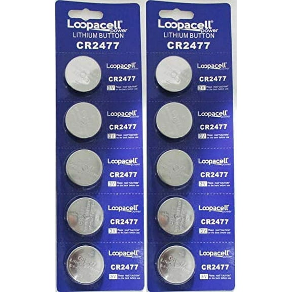 10 Loopacell CR2477, DL2477, ECR2477, KCR2477 3V Lithium Cell Batteries