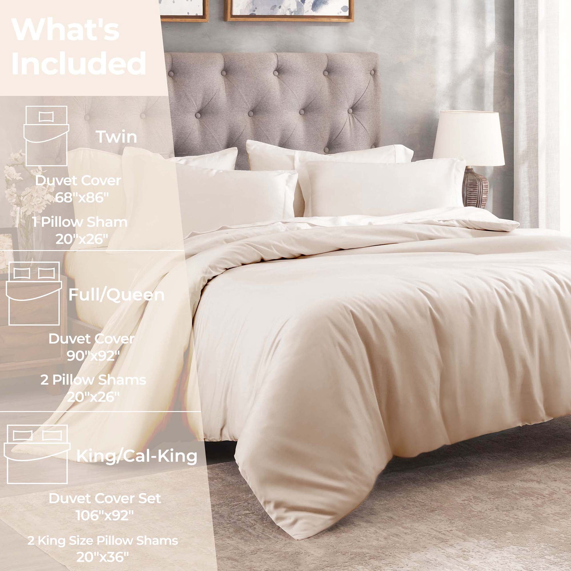 Superior Egyptian Cotton 300 Thread Count Duvet Cover Set, Twin, Ivory