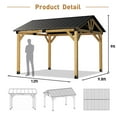 thumbnail image 6 of COSIEST 10x12FT Cedar Wood Gazebo, Outdoor Hardtop Gazebo with Galvanized Steel Gable Roof, Outdoor Gazebo Pavilion for Patio, Backyard, Deck, Lawn, 6 of 7