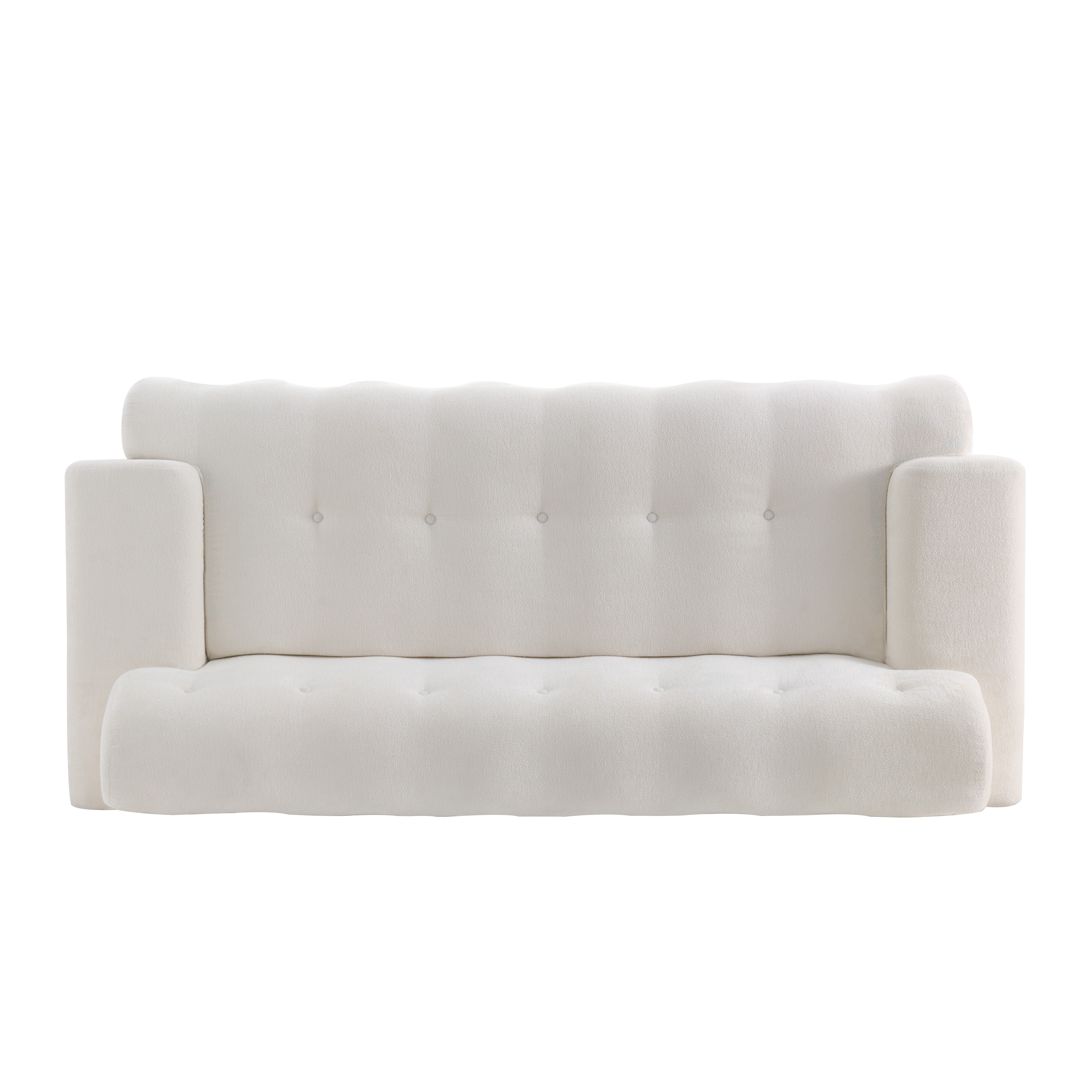 3-Seater Sofa, Cloud Couch, Button Tufted Upholstered Sofa with High-Density Foam, No Assembly Required Compression Sofa for Living Room or Apartment in White (Snow White)