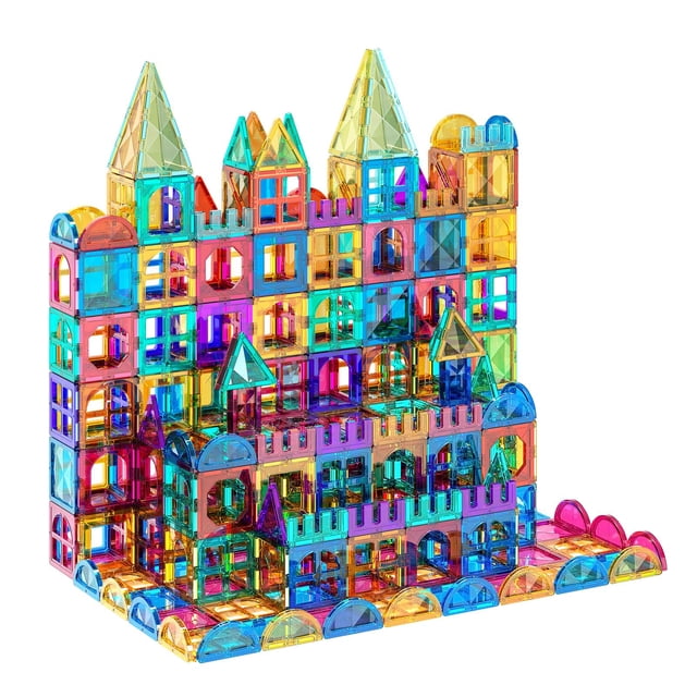 Set de construcción magnético TEMI Magnetic Tiles, 80 piezas, para niños a partir de 3 años