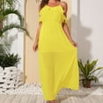 thumbnail image 2 of Vestidos de verano para mujer Vestidos con hombros descubiertos Vestido maxi alto bajo fluido casual Pompotops  ghjkhdj11842, 2 of 9