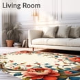 thumbnail image 2 of ODIKA 6' x 9' Machine Washable Non-Slip Area Rug, Floral peony High Traffic Rug, Beige, 86877, 2 of 7