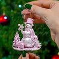 thumbnail image 2 of Adornos colgantes únicos de muñeco de nieve rosa para Navidad, estilo único, lindos colgantes con estampado de dibujos animados, decoración para árbol de Navidad, decoración navideña, 2 of 4
