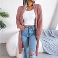 thumbnail image 5 of Ozmmyan Women's Fashion Autumn Winter Solid Lapel-Neck Long Cardigan Sweater Coat, 5 of 7