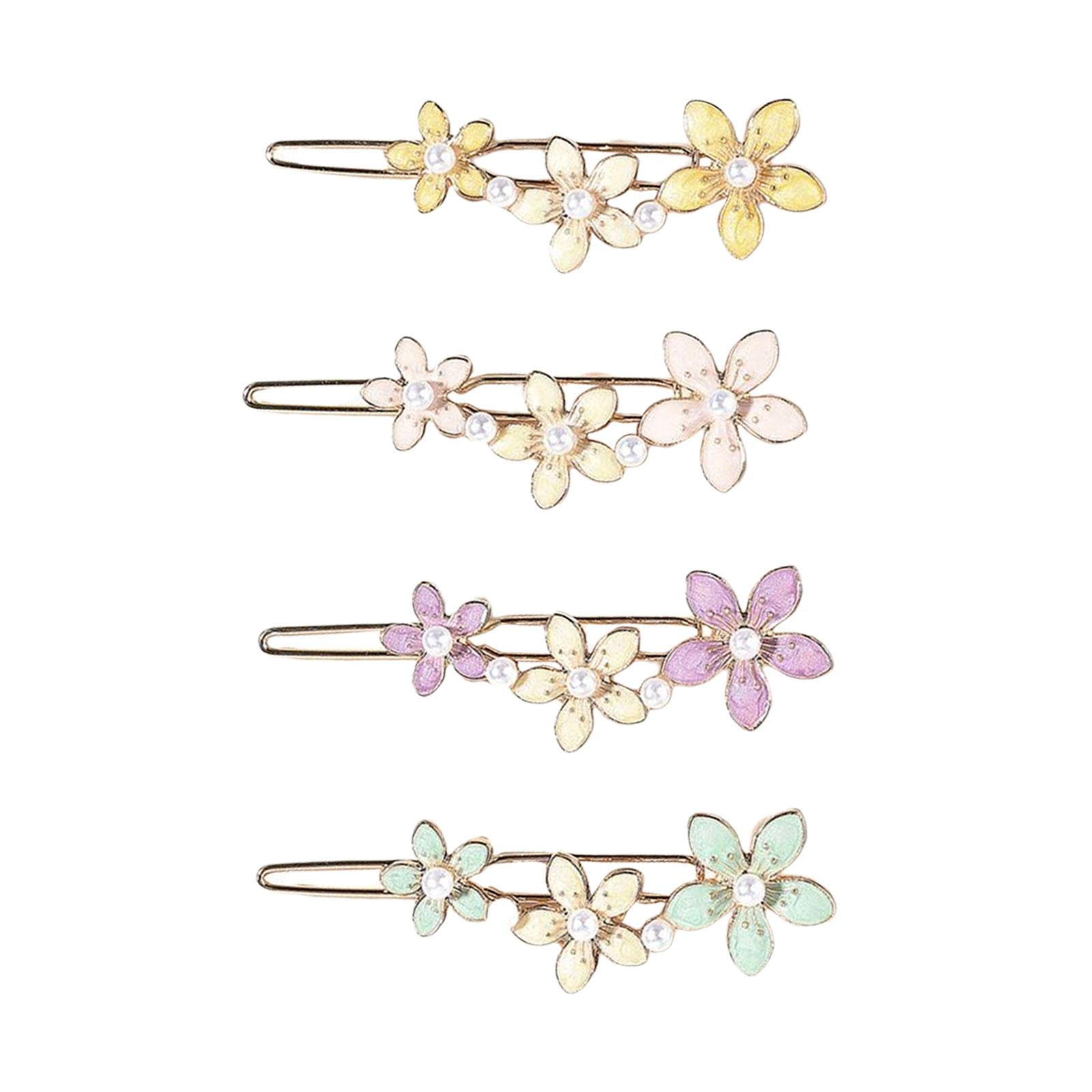 4x Enamel Flower Hair Clips Gift Barrette Headwear Hairclips Hair Pins ...