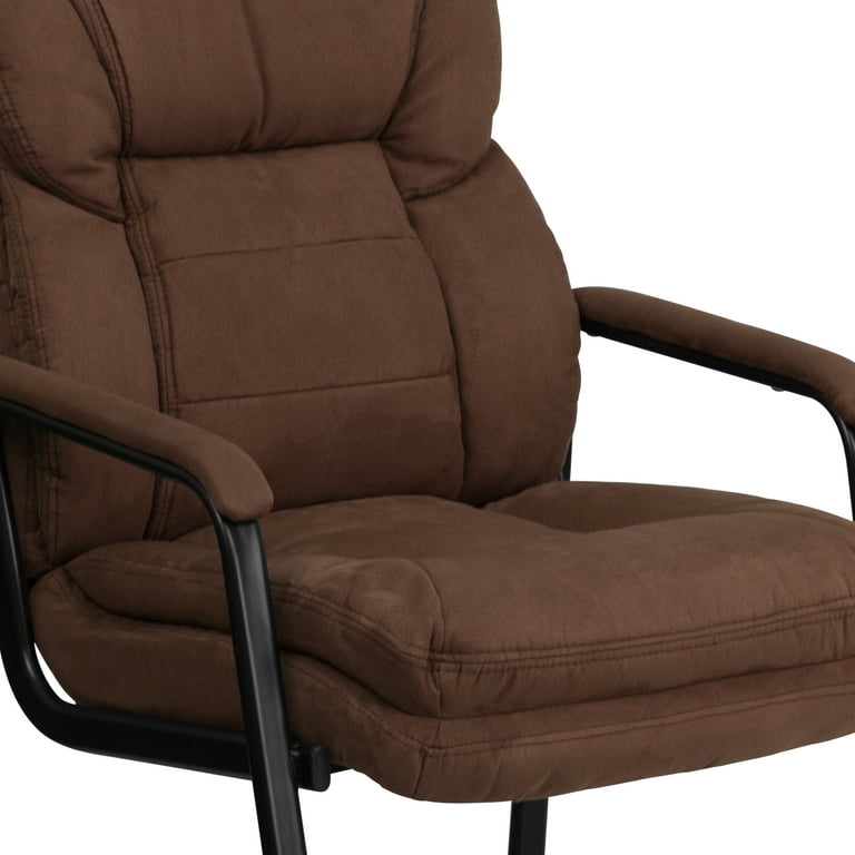 Flash Furniture Brown Microfiber Executive Side Chair with Sled Base